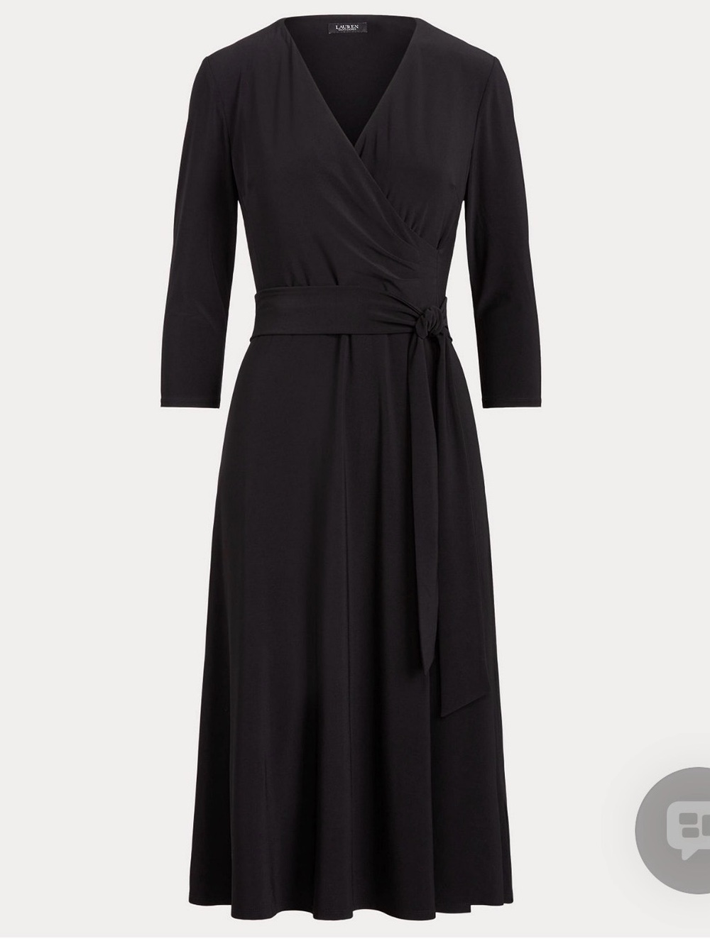 Ralph Lauren Black Wrap Midi Dress with Side Tie